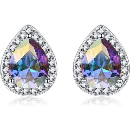 Fashion Plata Color Stud Earrings 2021 Geometric Earrings For Women Shiny CZ Earrings Bridal Jewelry