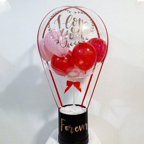 Girl Friend Gift Flower I Love You Party Supplies Valentines Day Mother Hot Bride Birthday Balloon Rose Bouquet Round Clear Bobo