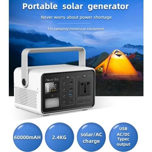 222Wh 60000mAh Portable Generator Solar Power Station AC 200W Output Outdoor Emergency Power Supply Energy Storage Power Bank