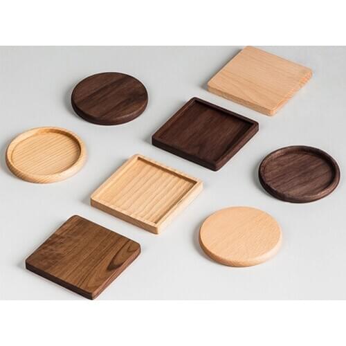 Durable Beech Wood Coasters Placemats Round Heat Resistant Drink Mat Table Tea Coffee Cup Pad Non-slip Cup Mat Insulation Pad