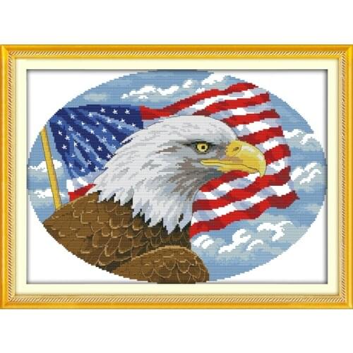 Joy sunday animal style Bald eagle free counted cross stitch christmas kits craft gift patterns for beginners