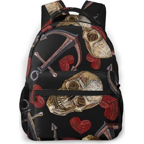 2021 New Style Backpack Boy Teenagers Nursery School bag Human Skull Anchor And Heart back to school bag