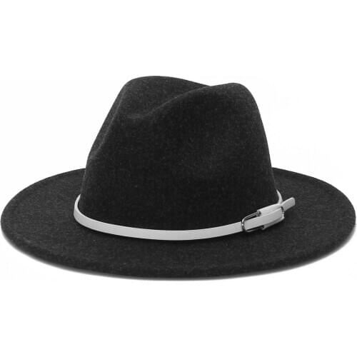 GEMVIE Wide Brim Wool Fedora Hat For Women Man New Fashion Winter Panama Hat Jazz Cap