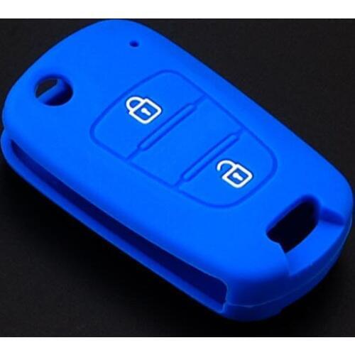 BBQ@FUKA Fit For 2 Button Hyundai Verna Car Folding Flip Remote Key Holder Cover Case Silicone Keyfob 7 Colors