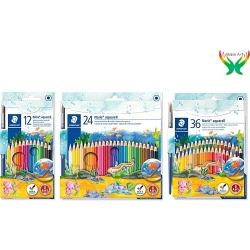 Staedtler water-soluble color lead break-proof color pencil water soluble brush set hand-painted wood color 144