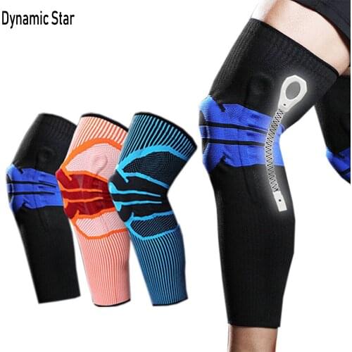 Lengthen Sports Knee Pads Nylon Silicone Spring Compression Knee Brace Leg Sleeve Calf Protector Knee Support Running Kneepads