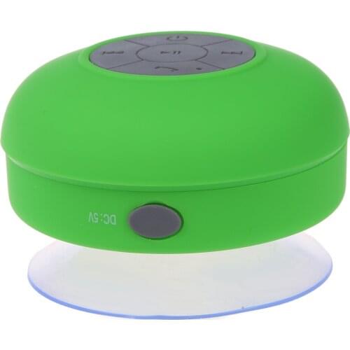 Waterproof Mini Handsfree Speaker jukeboxes Bluetooth USB 2.5 mm Microphone for Mobile with Suction Cup - Green