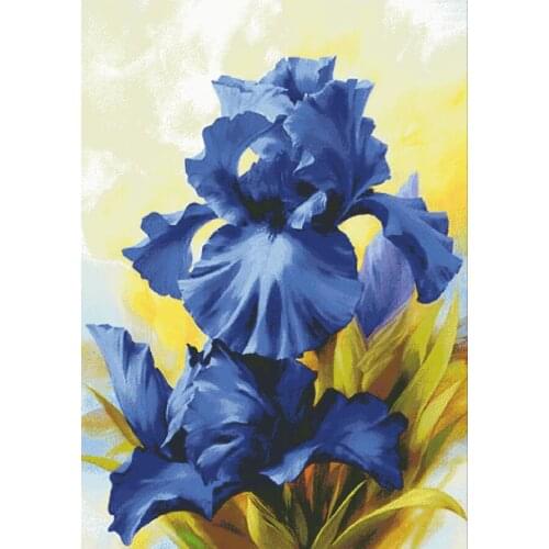 Blue iris cross stitch package big bloom 18ct 14ct 11ct cloth cotton thread embroidery DIY handmade needlework