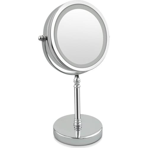 L123 LED makeup mirror with light makeup mirror 10x zoom double-sided battery-powered 360-degree rotating makeup mirror
