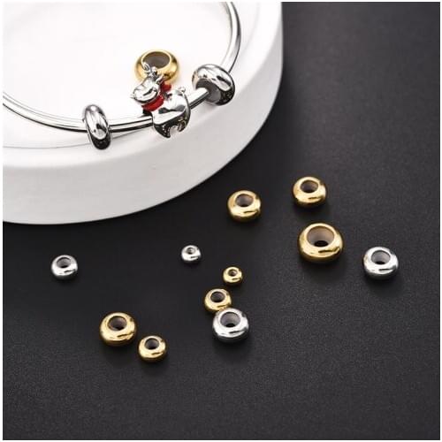 10pcs Stainless Steel Round Spacer Beads With Rubber for DIY Bracelet Bangle Necklaces Jewelry Findings Dia 4 6 8 10mm