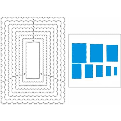 2021 New Nesting Scalloped Rectangles Metal Cutting Dies for Scrapbooking Decor and Card Making Paper Craft Embossing No Stamps