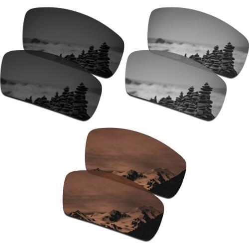 SmartVLT 3 Pairs Polarized Sunglasses Replacement Lenses for Oakley Canteen 2006 Black and Silver Titanium and Amber Brown