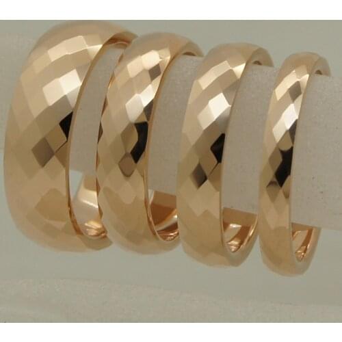 4mm width rare women/girl rose gold plating multi facet tungsten ring size 2-ring size 9