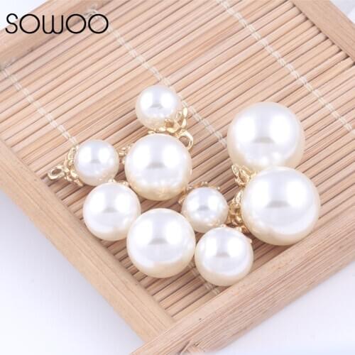 50pcs/lot 8MM 10MM 12MM Gold Cap Ring Flower bead cap& Imitation pearls Loose pearl DIY Jewelry Findings SOWOO