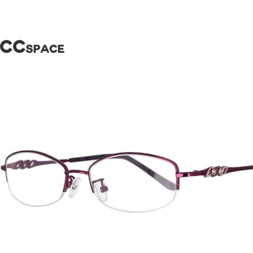 51091 Lady Luxury Diamond Half Frame Titanium Alloy Optical Glasses Frames Women Fashion Computer Eyeglasses