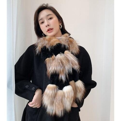 Free Shipping New Genuine Rex Rabbit Fur Scarf Fox Fur Shawl Winter Real Fur Poncho Wholesale Retail OEM