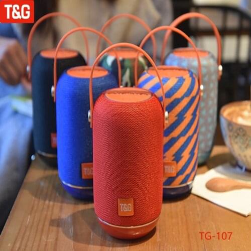T&G TG107 Wireless Bluetooth Speaker HIFI Portable Speakers Waterproof Outdoor Handle Loudspeaker Support FM Radio TF Card USB