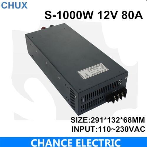 Power supply 12v 1000w single output 110v 220V ac to 12v dc (S-1000-12)