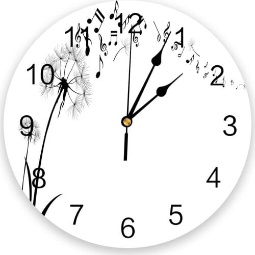 Black Dandelion Plant Seed White Round Wall Clock Creative Home Decor Living Room Quartz Needle Wall Clocks Hanging Watch