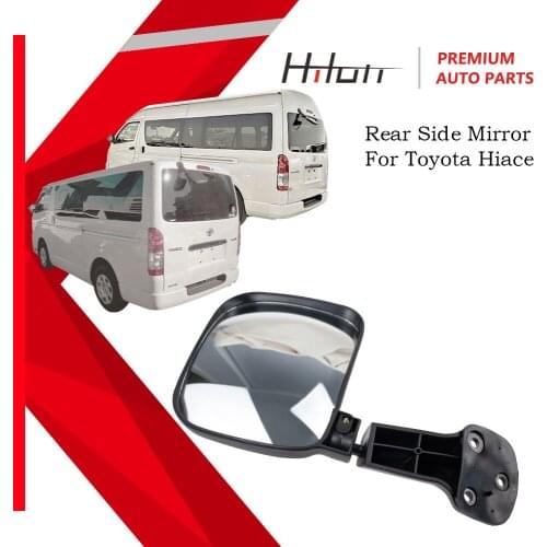 Black Rear Tailgate Door Mirror Assembly Car Exterior Parts RHD Drivers For Toyota Hiace H200 2005-2013