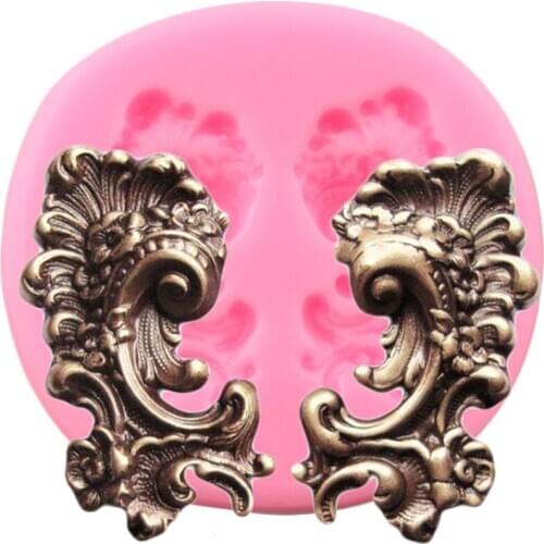 Flourish Flower Border Silicone Molds Scroll Relief Cupcake Topper Fondant Cake Decorating Tools Candy Chocolate Gumpaste Moulds