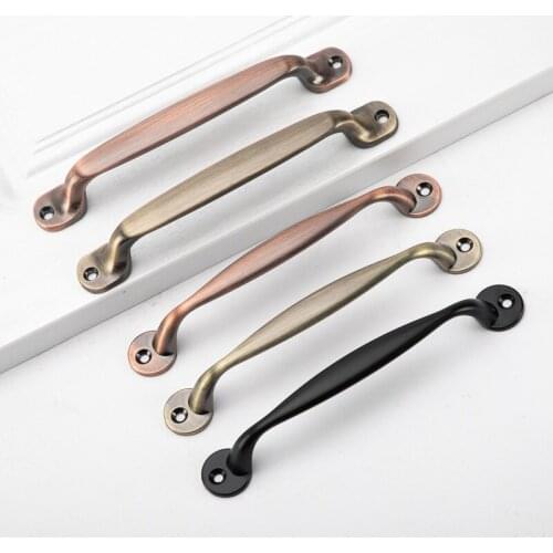 Cabinet Door Wooden Sliding Retro Surface Mounted Handle Classical Antique Surface Mounted Black Drawer Handle Cabinet Pulls