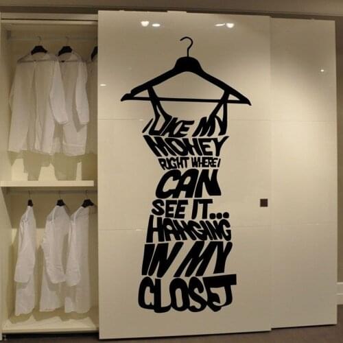 Home Decor Love My Money Wall Decorative Sticker Closet Stickers Decal Dress Removable Home Decor Cloakroom Vinyl Decals ZB500