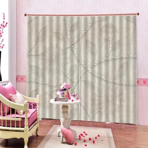 European Print leaves and spider web Blackout Window Curtain Digital Print For Living room Bedroom Window Drapes Decor Sets