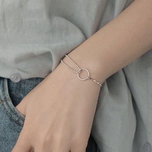 Geometric Chain Charm Bracelet For Women Round Interlocking Simple Vintage Original Design Fashion Femme Jewelry Gift BOYULIGE