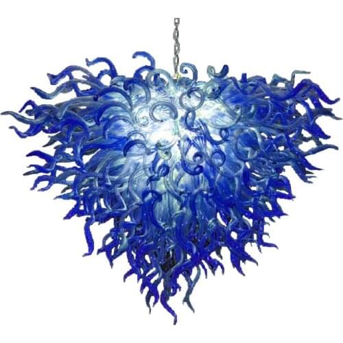 Hand Blown Glass Chandelier Blue Color Lamp LED Pendant Lights Hanging Lighting Custom Chandeliers Light 100 by 70 CM