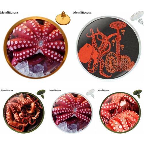 Red Octopus Luxury Brand Jewelry With Glass Cabochon For Girls Gifts