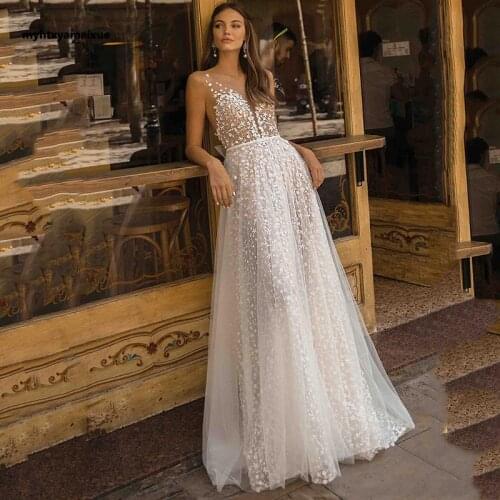 Summer gauze lace decal champagne beach bridal wedding dress light wedding dress Vestido De Novia Bridal Dress
