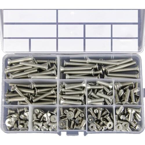 M3 M4 M5 M6 Flat Head Self Tapping Screw Assortment Kit Wood Thread Nail Screw Set Hex Countersunk Head Phillips Nut Accessories