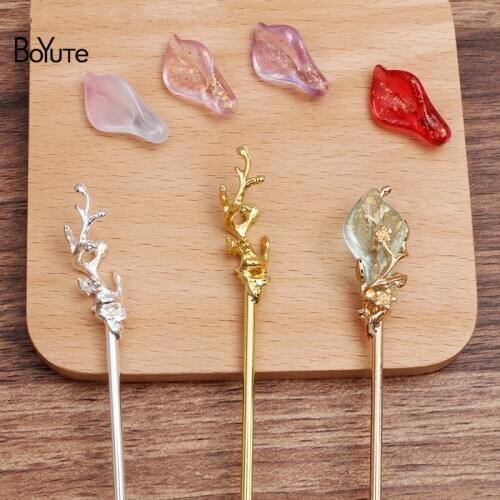 BoYuTe (10 Pieces/Lot) 120*2.5MM Metal Iron Hair Stick Welding 12*35MM Alloy Flower Diy Hair Accessories Wholesale