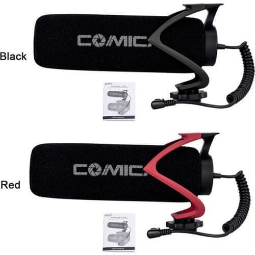 Comica Cvm-V30 Lite Microphone with Super-Cardioid Polar Pattern Cold-Shoe Design Condenser Mic for Smartphone Camera Black