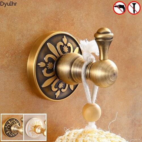 DyuIhr retro bathroom wall-mounted space aluminum coat and hat hook single hook behind the door, punching and installing