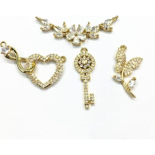 New arrival! 30pcs Cubic Zirconia/Copper Connector/charm for Hand Made Earring DIY parts,Jewelry Necklace Findings & Component