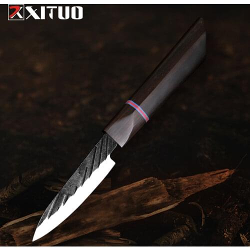 XITUO Paring Fruit Knife 440C Steel Super Sharp Peeling Utility Handmade Cooking Knife Ebony Handle Kitchen Chef Gadget Tools