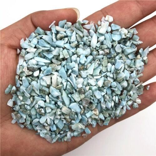 Wholesale 50g 3-5mm Natural Larimar Gravel Polished Rock Crystal Chip Stones Healing Decor Natural Quartz Crystals