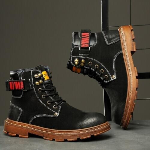 2020 autumn and winter mens boots warm PU leather mens waterproof shoes mens casual shoes mens boots shoes work boots