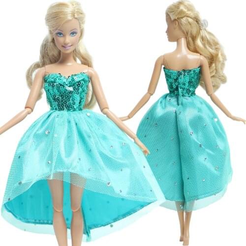 Fashion Green Dress Strapless Skirt Evening Party Gown Dancing Lace Skirt Clothes for Barbie Doll Accessories House DIY Toys