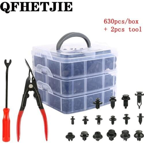 QFHETJIE 16 Kinds of 630 Pieces Tools For Car of Automotive Fasteners Set car Bumper Clip Professional Car Repair Parts Clip
