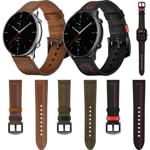Leather Strap For Amazfit GTR 2 / GTS 2 mini Band Wriststrap For Amazfit GTR2 GTS2 GTR 47mm/Stratos 3/Bip Bracelet Watchband