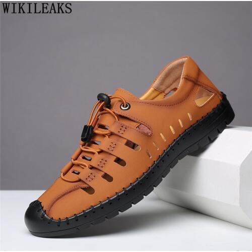 Summer Shoes Mens Sandals Genuine Leather Fashion Big Size 48 Beach Sandals Men Casual Shoes Luxury Sandals Men Designer Shoes