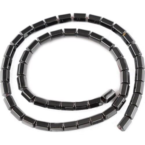 Hexagonal Straight Tube Hematite Loose Beads Multi-Specifications Hematite Straight Hole Beads DIY Handmade Jewelry Accessories