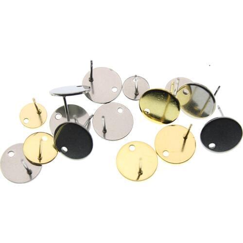 20pcs/lot Gold Silver Stainless Steel Earrings Connector Findings DIY Stud Earring Post Blank Earring Base for Jewelry Making
