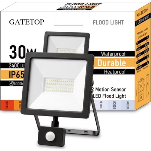 30W! LED Motion Sensor Floodlight Induction Style IP65 Cold White Light 6000K Human Body Induction Water Proof Lamp