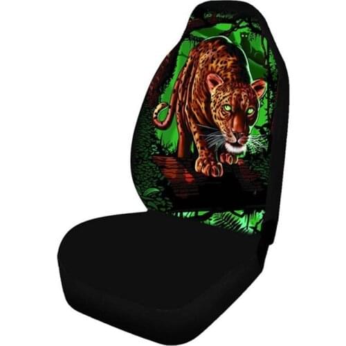 Car Front Seat Cover Four seasons Seat cushion Cloth printing pattern lion tiger leopard wolf 2 pc full cover on Seat Universal