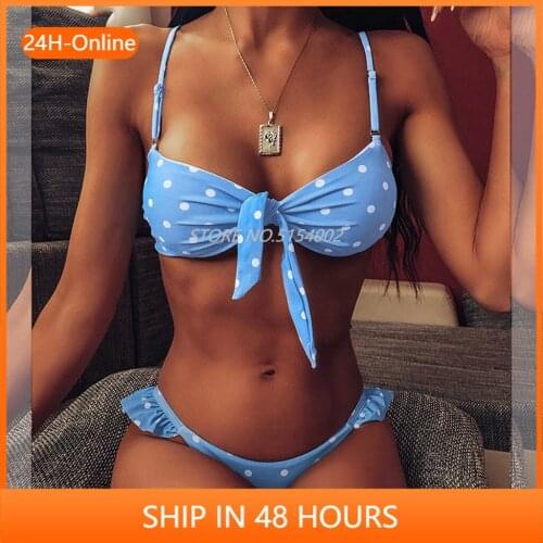 Womens Dot Print Beach Bikini Set Ladies Tow PC Holiday Swimwear Pool Swimsuit Swimwear Swimming Suit Bikini
