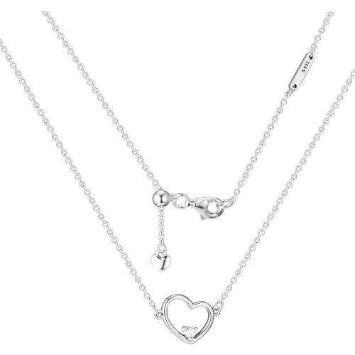 Genuine 925 Sterling Silver Necklaces Asymmetric Heart of Love Necklaces Pendants Fashion Women Jewelry Wholesale berloques